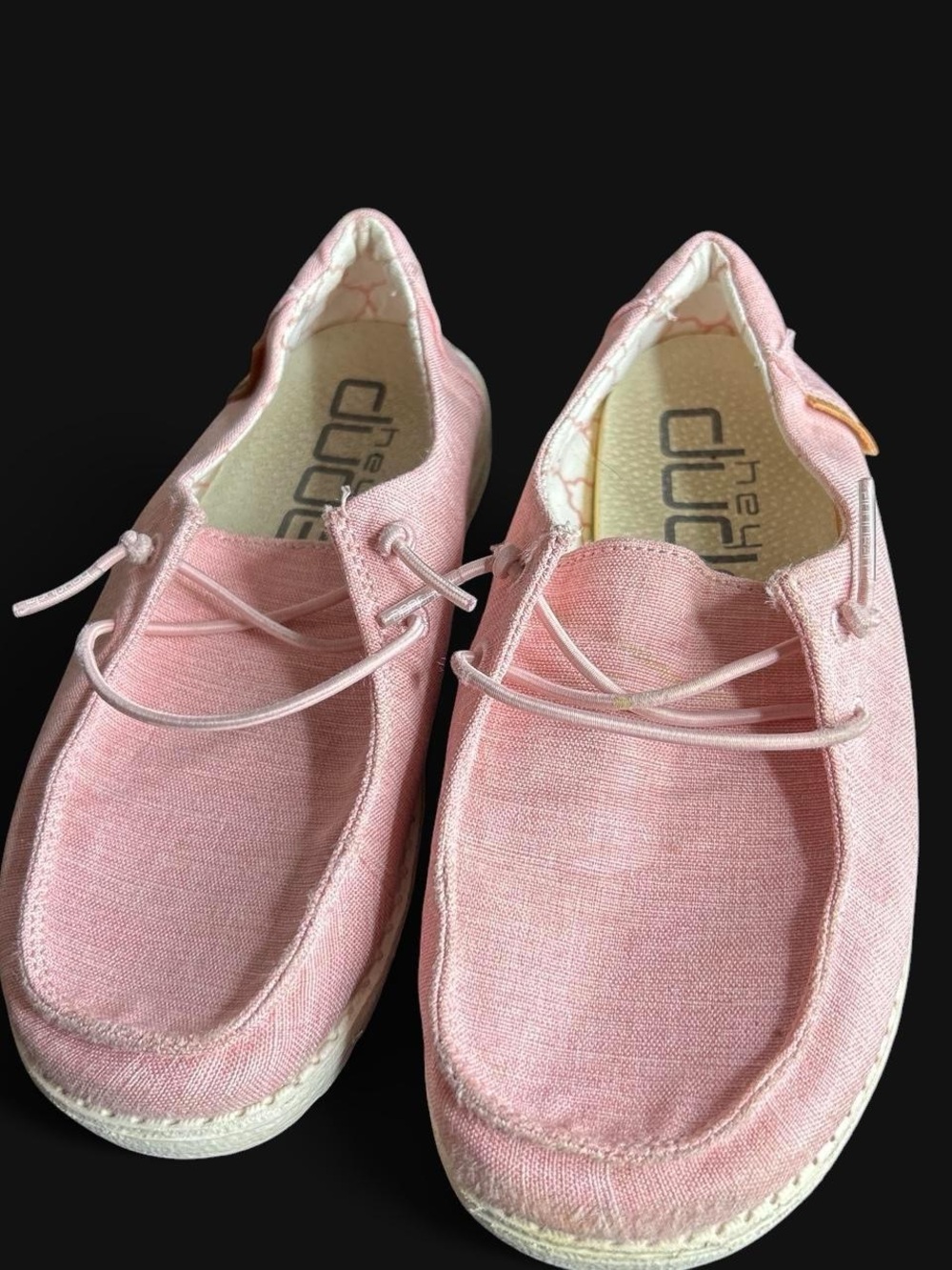 Hey Dude Wally Girls Pink Cotton Candy linen  Slip-On shoe